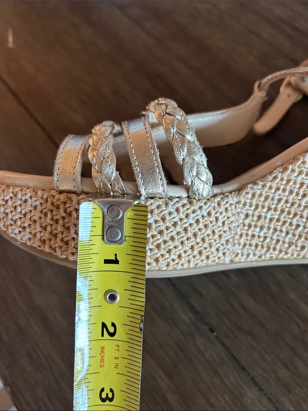 Paul Green Metallic Gold Leather T-Strap Wedge Sandals